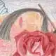 Little Briar Rose asleep on a bed of roses with a spindle propped against her head waking to be woken from her creative sleep.