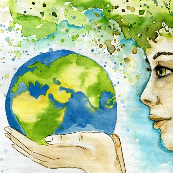 Conscious business mentoring with Stacey Couch. Image of woman holding the earth.